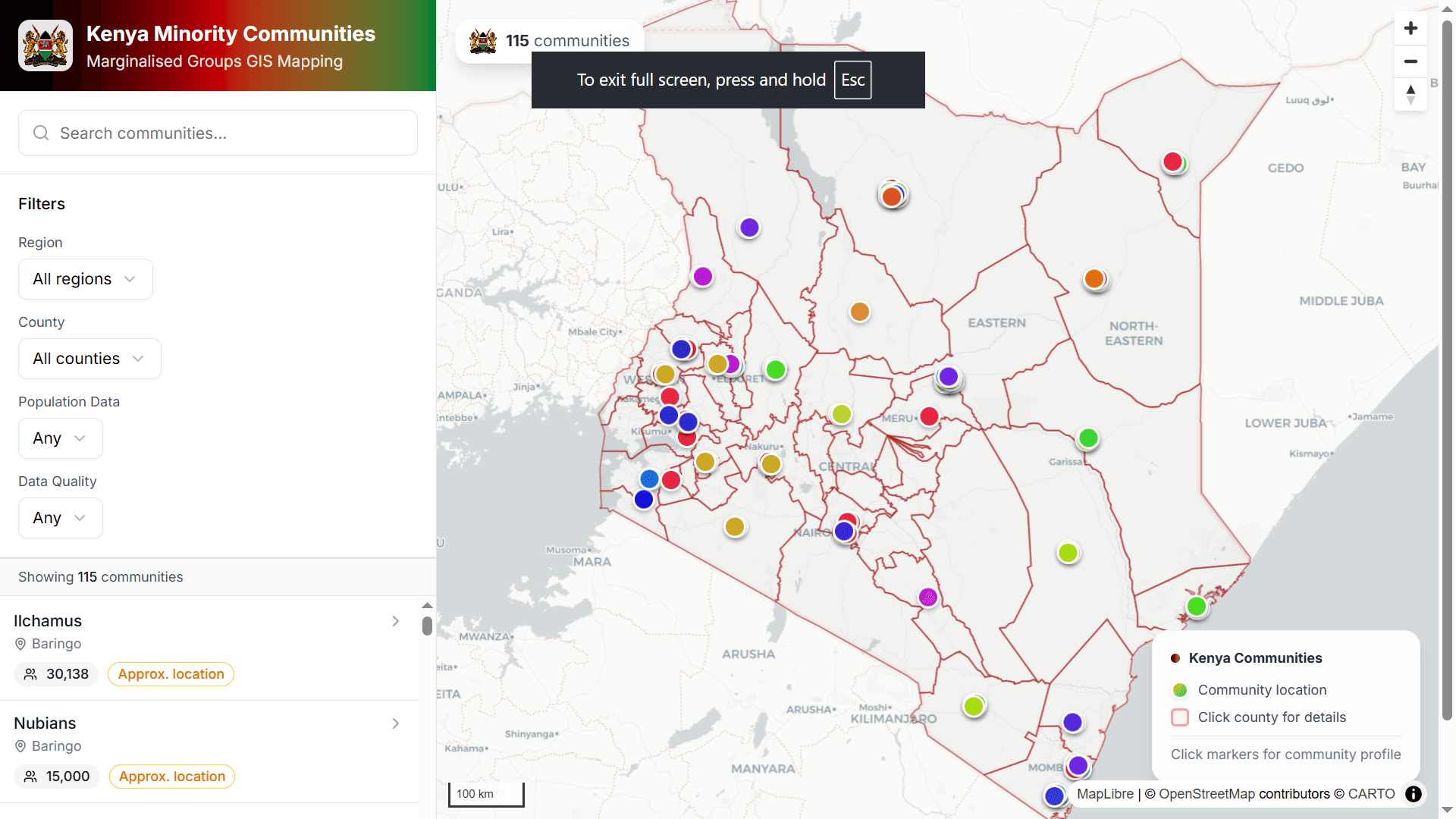 Kenya Minority & Marginalised Communities GIS Mapping Platform