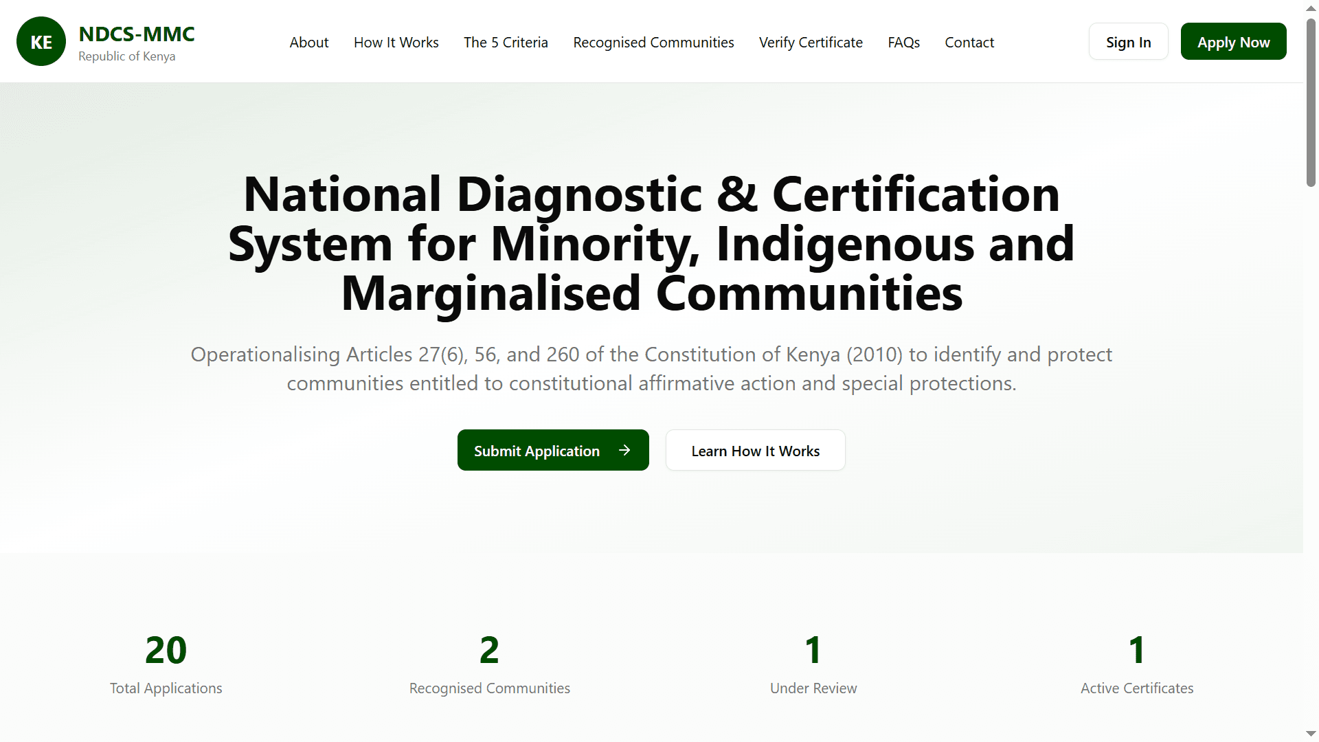 NDCS Minority Communities Certification Platform